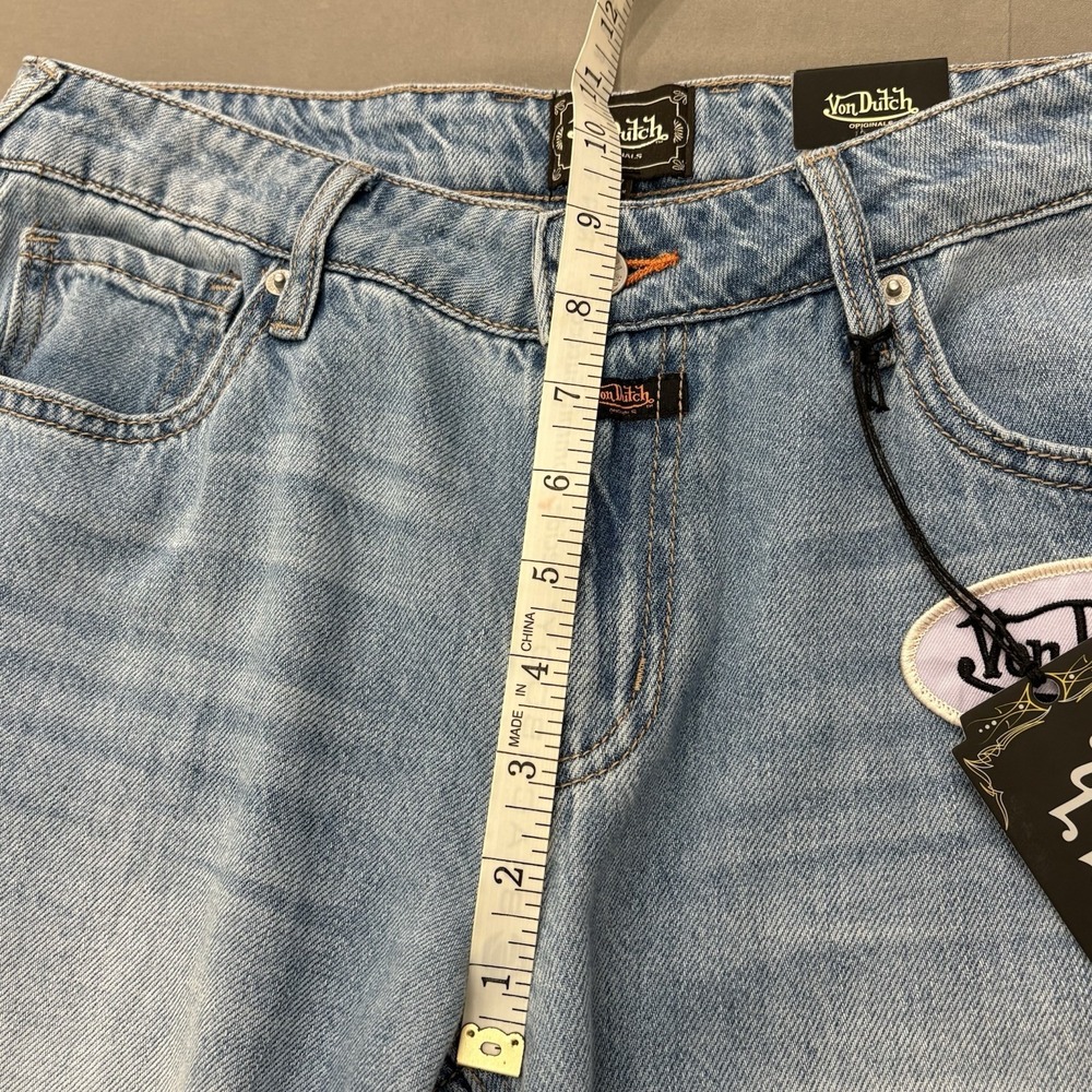 Von Dutch Women Extra Wide Leg Flare Jeans Loose Sz 27 Patch Embroidered Y2K 90s - Picture 5 of 9